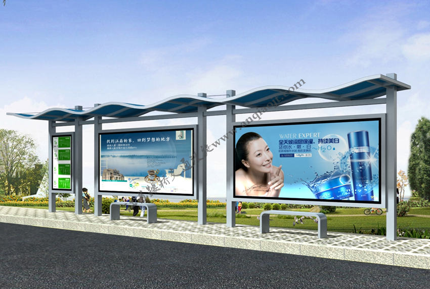 不銹鋼候車亭AN1086-不銹鋼公交候車亭站臺(tái)