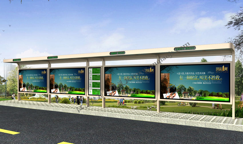 現(xiàn)代城市公交候車亭站臺AN1034-城市公交站亭