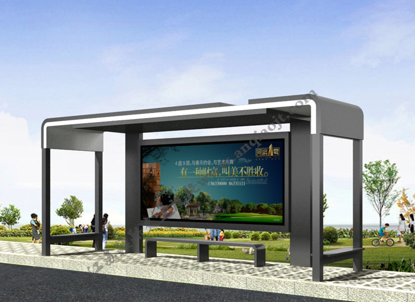 現(xiàn)代城市公交候車亭站臺(tái)AN1044-城市公交站亭