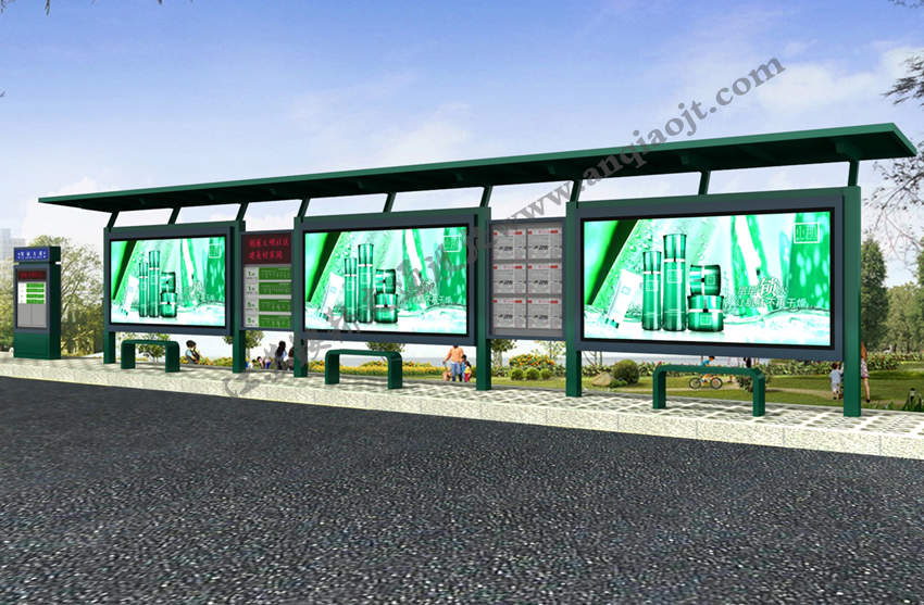 現(xiàn)代城市公交候車亭站臺(tái)AN1046-城市公交站亭