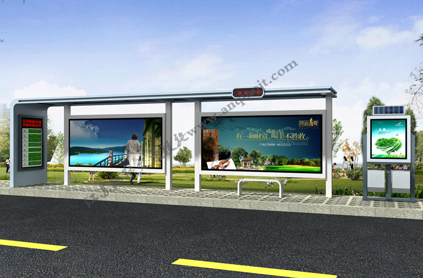 現(xiàn)代城市公交候車亭站臺(tái)AN1049-城市公交站亭