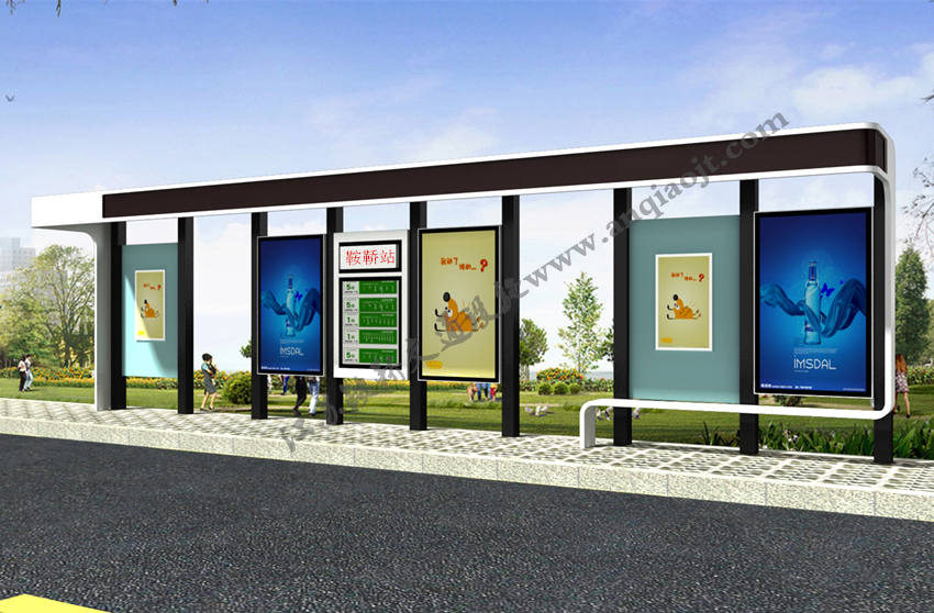 現(xiàn)代城市公交候車亭站臺(tái)AN1059-城市公交站亭