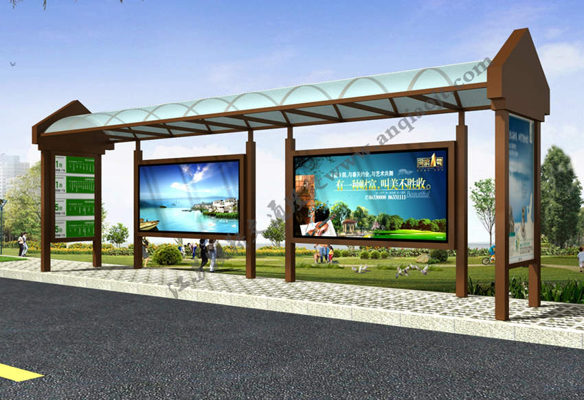 仿古候車亭AN1021-公交車站臺(tái)站亭公交站牌