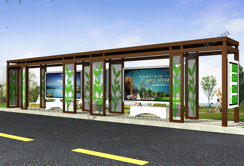 仿古候車亭AN1022-公交車站臺站亭公交站牌