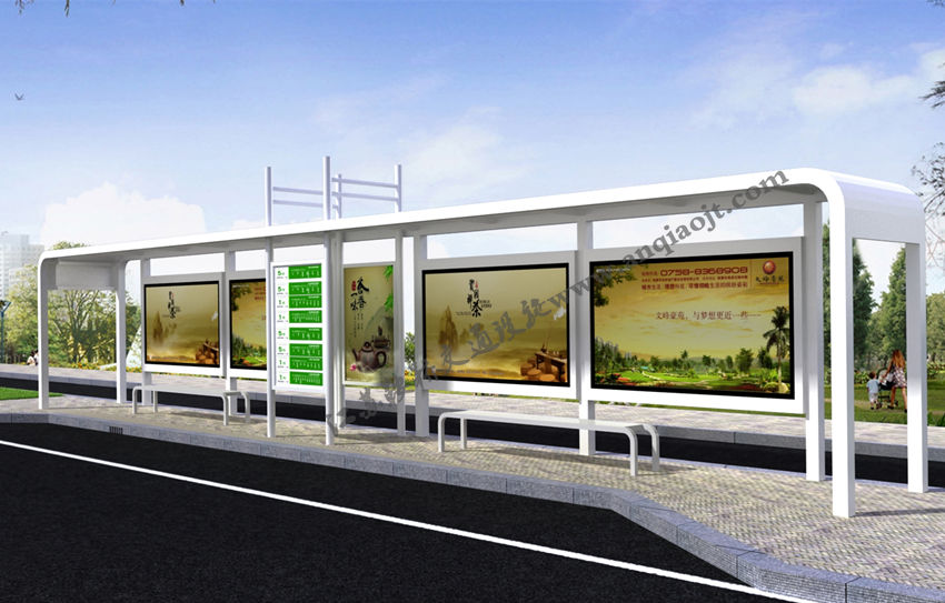 現(xiàn)代城市公交候車亭站臺AN1037-城市公交站亭